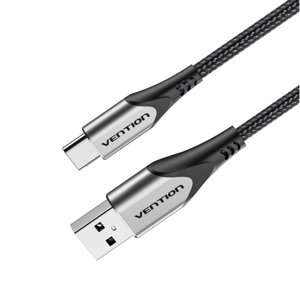 VEN-CODHH - Vention Cotton Braided USB 2.0 A Male to C Male 3A Cable 2M Gray Aluminum Alloy Type