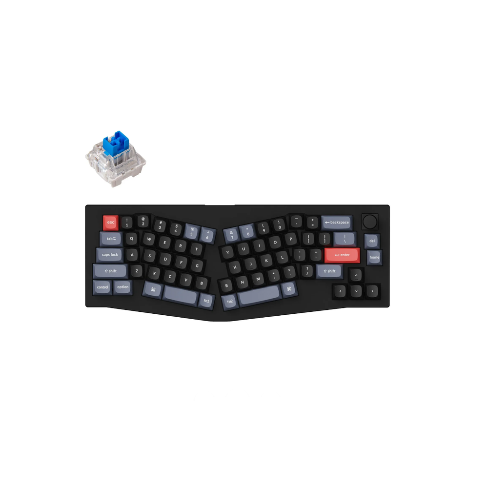 KEYC-V8-D2 - Keychron V8-D2, 65% Layout 68 Keys, Blue Switch, RGB, Black Frame, Hot-Swap, QMK, Keychron K Pro, Mechanical Wired Keyboard, With Knob, Alice Layout