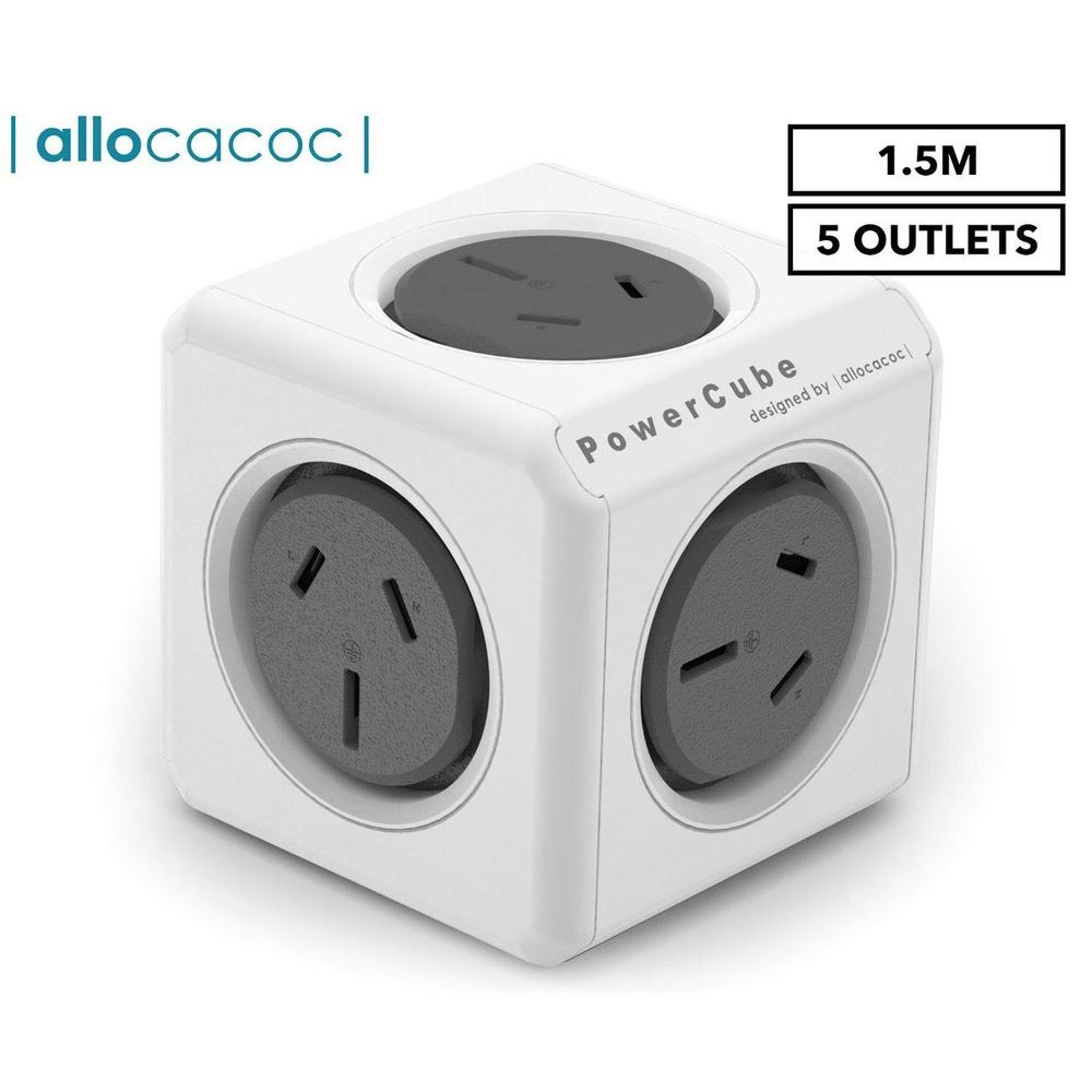 ALL-POWERCUBE53-GRY - ALLOCACOC POWERCUBE Extended Outlets, 1.5M - Grey (0015)