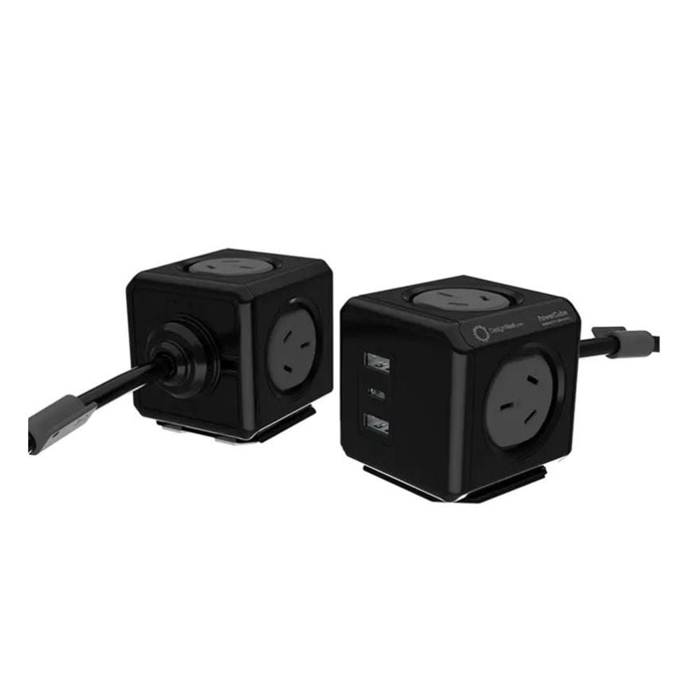 ALL-11407-BLK - Allocacoc PowerCube Extended 4 Outlets 2 USB-A + 1 USB-C PD 20W with Surge 1.5M - Black