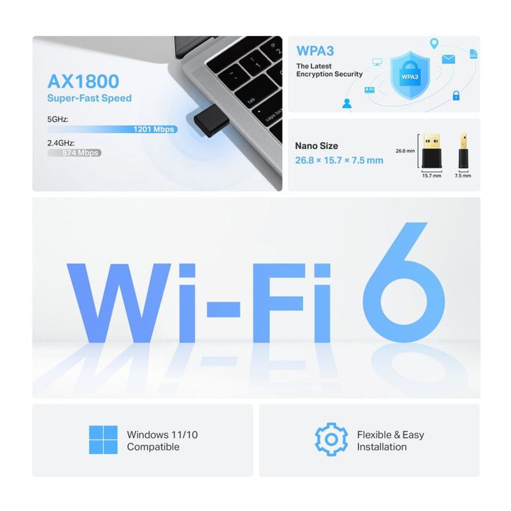 TL-ARCHERTX20UNANO - TP-Link Archer TX20U Nano AX1800 Nano Wi-Fi 6 Wireless USB Adapter