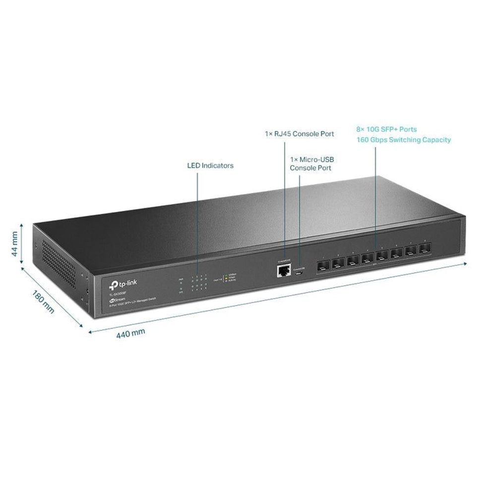 TL-SX3008F - TP-Link JetStream 8-Port 10GE SFP+ L2+ Managed Switch