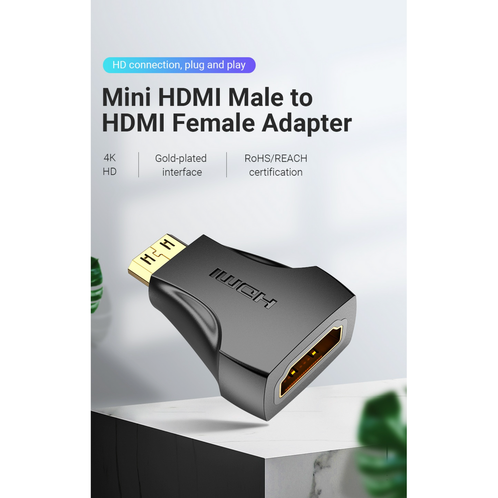 VEN-AISB0 - Vention Mini HDMI Male to HDMI Female Adapter Black