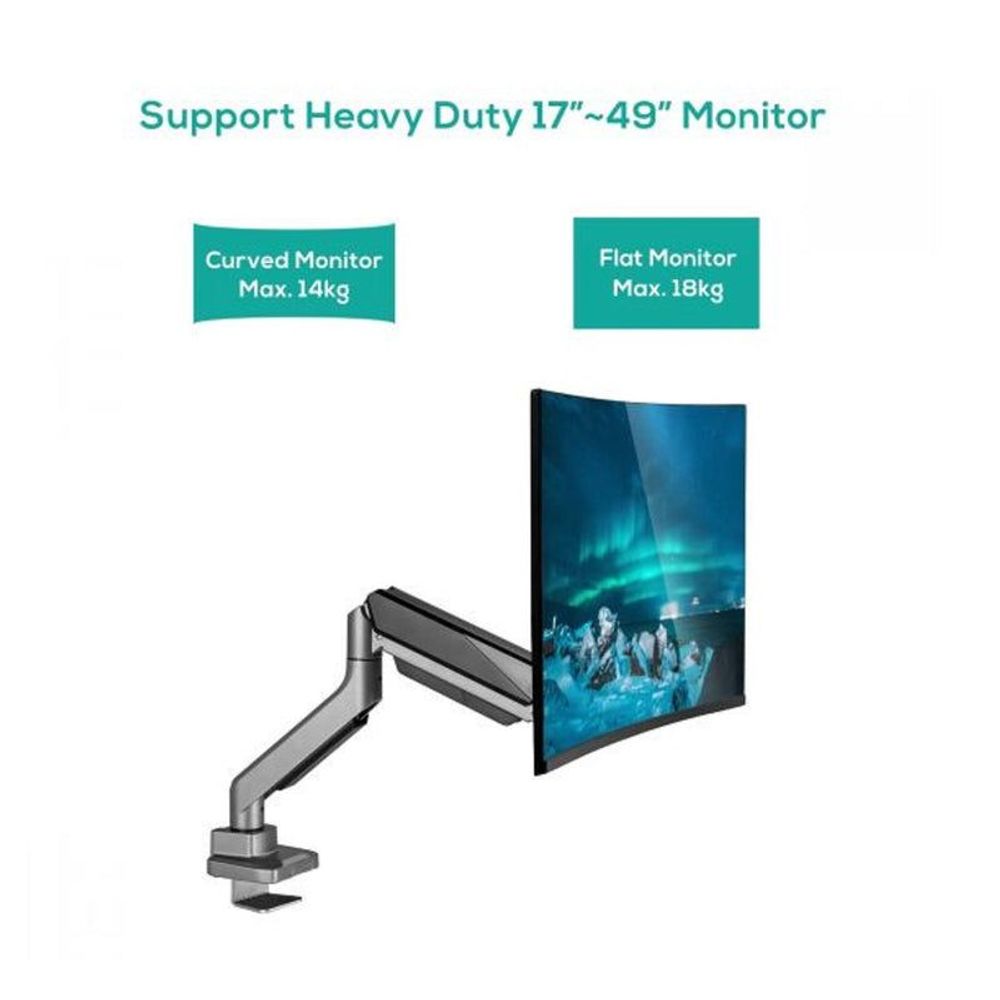 MB-ACA-HMA-SGS01Y - mBeat Activiva Heavy Duty Single Monitor Screen, Gas Spring Monitor Arm, Flat & Curved Screen