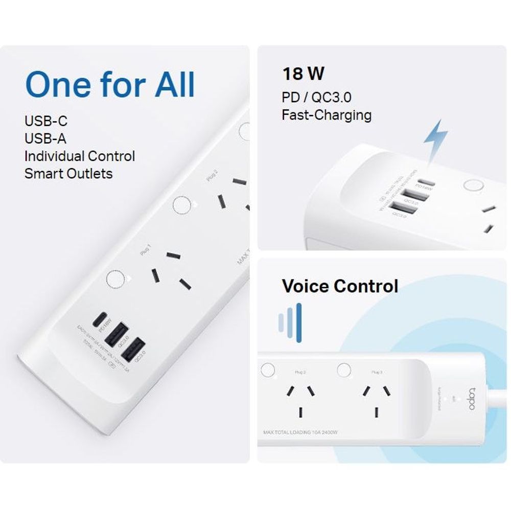 TL-TAPOP300 - TP-Link Smart Wi-Fi Power Strip 3-Outlets,