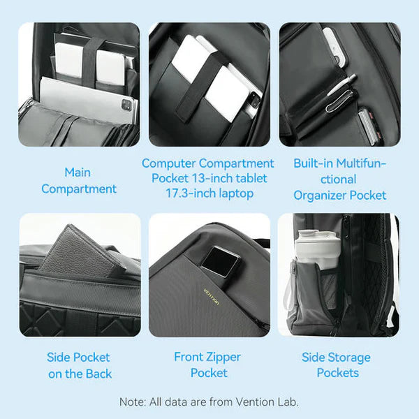 Vention 17.3 Inch Water-Repellent Laptop Backpack (50cm x 32cm x 16cm) Black