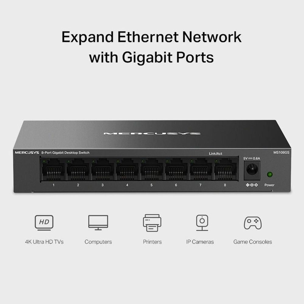 MER-MS108GS - Mercusys MS108GS 8-Port Gigabit Desktop Switch