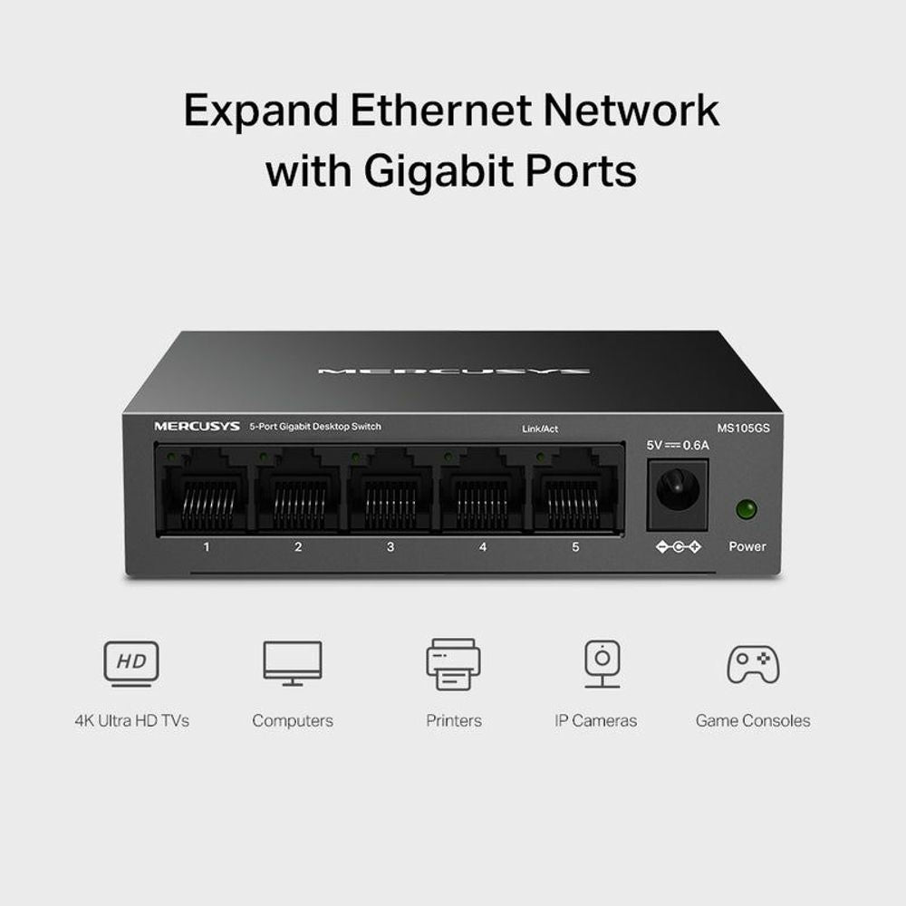 MER-MS105GS - Mercusys MS105GS 5-Port Gigabit Desktop Switch