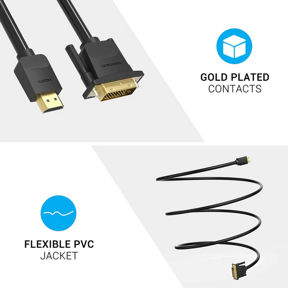 VEN-ABFBH - Vention HDMI to DVI Cable 2M Black