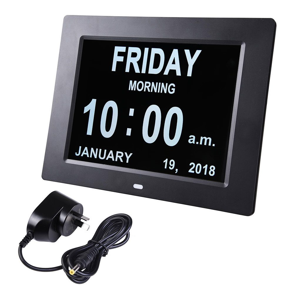 10" Digital Calendar Day Clock - for Dementia and Alzheimer’s Patients (Black)