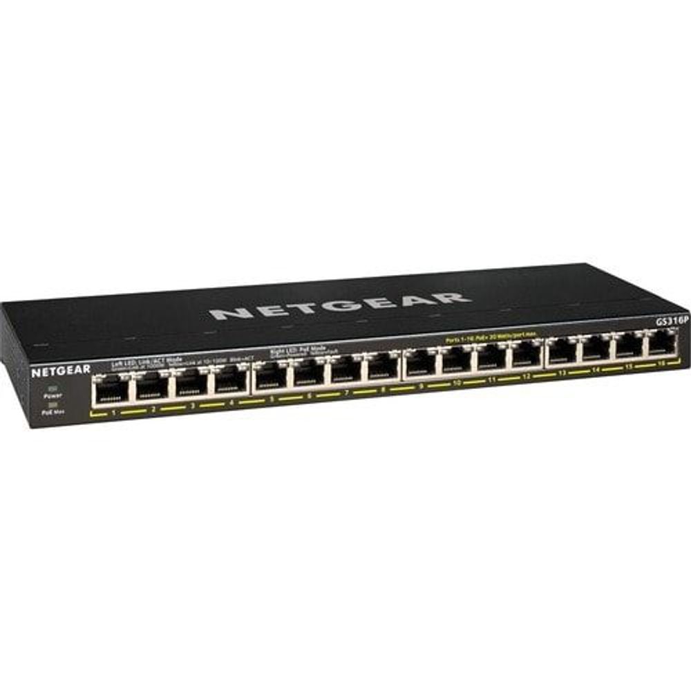 Netgear GS316P Ethernet Switch - 16 Ports - 2 Layer Supported - 127.90