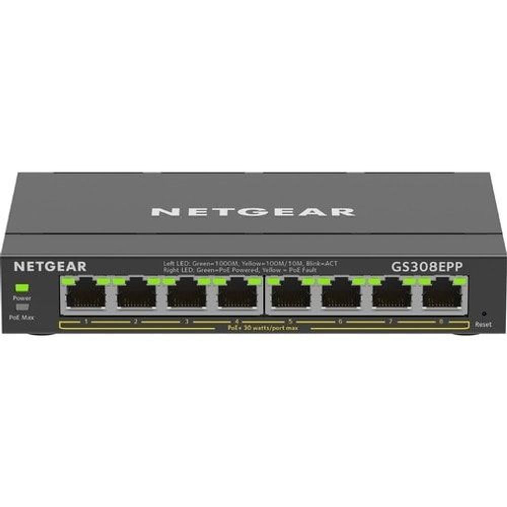 Netgear GS308EPP Ethernet Switch - 8 Ports - Gigabit Ethernet - 10/100