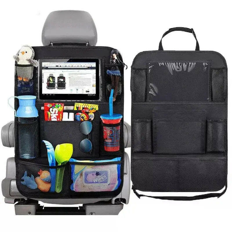 Car Backseat Organizer with Touch Screen Tablet Holder Auto Storage Pockets Cover Car Seat Back Protectors Car Accessories Upgraded 1pc