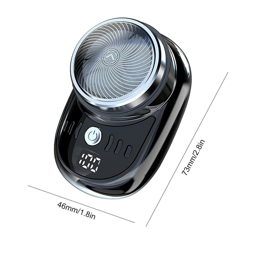 Compact Rechargeable Electric Travel Shaver for Men - Washable and Portable Cordless Black