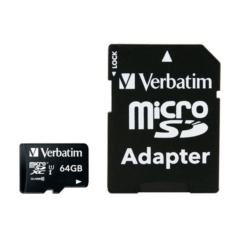 44084 - Verbatim Premium microSDXC Class 10 UHS-I Card 64GB with Adapter