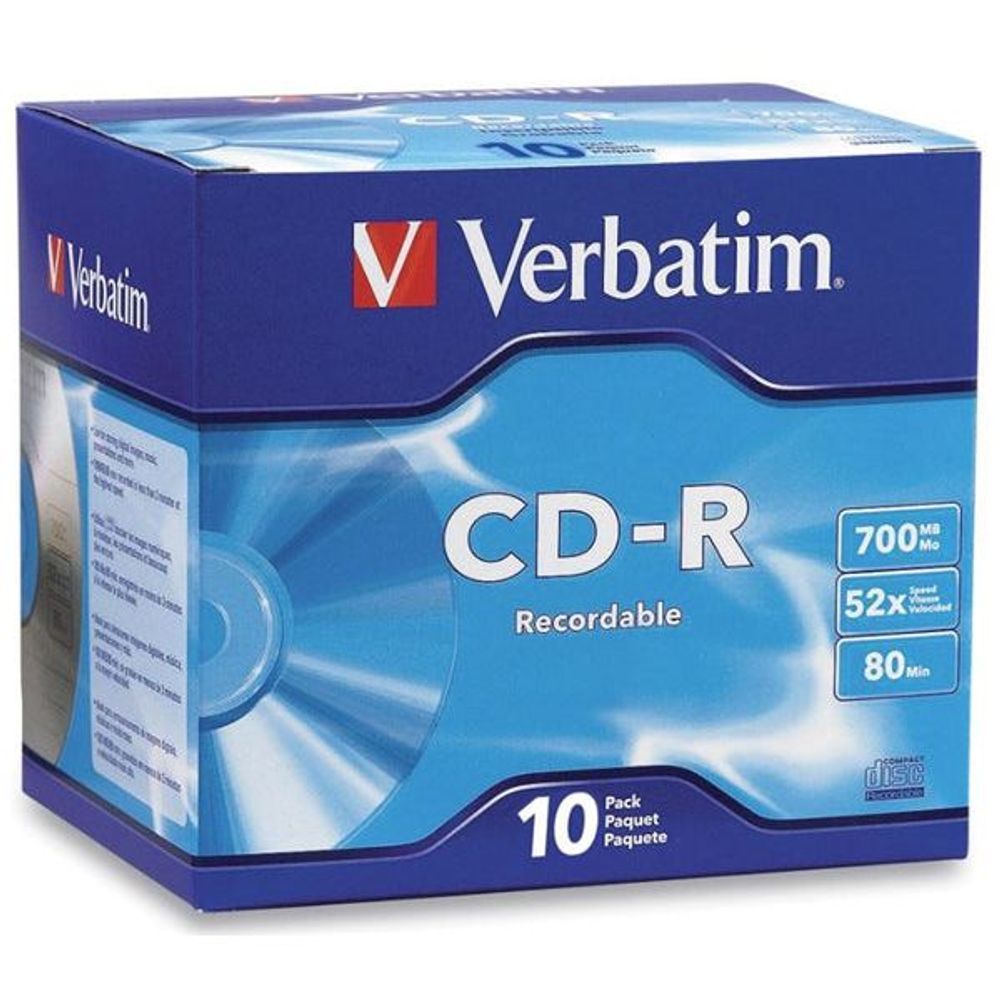 41846 - Verbatim CD-R 700MB 52x 10 Pack with Jewel Cases