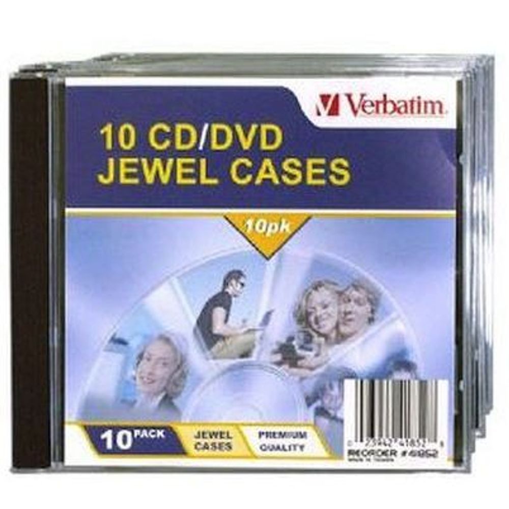 41852 - Verbatim CD/DVD 10 Pack Clear Jewel Cases