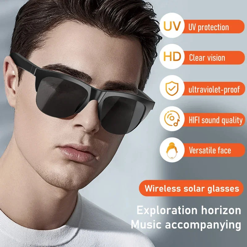 Smart Bluetooth V5.3 Sunglasses: High-Fidelity Outdoor Sports Headphones with UV Protection for Men and Women