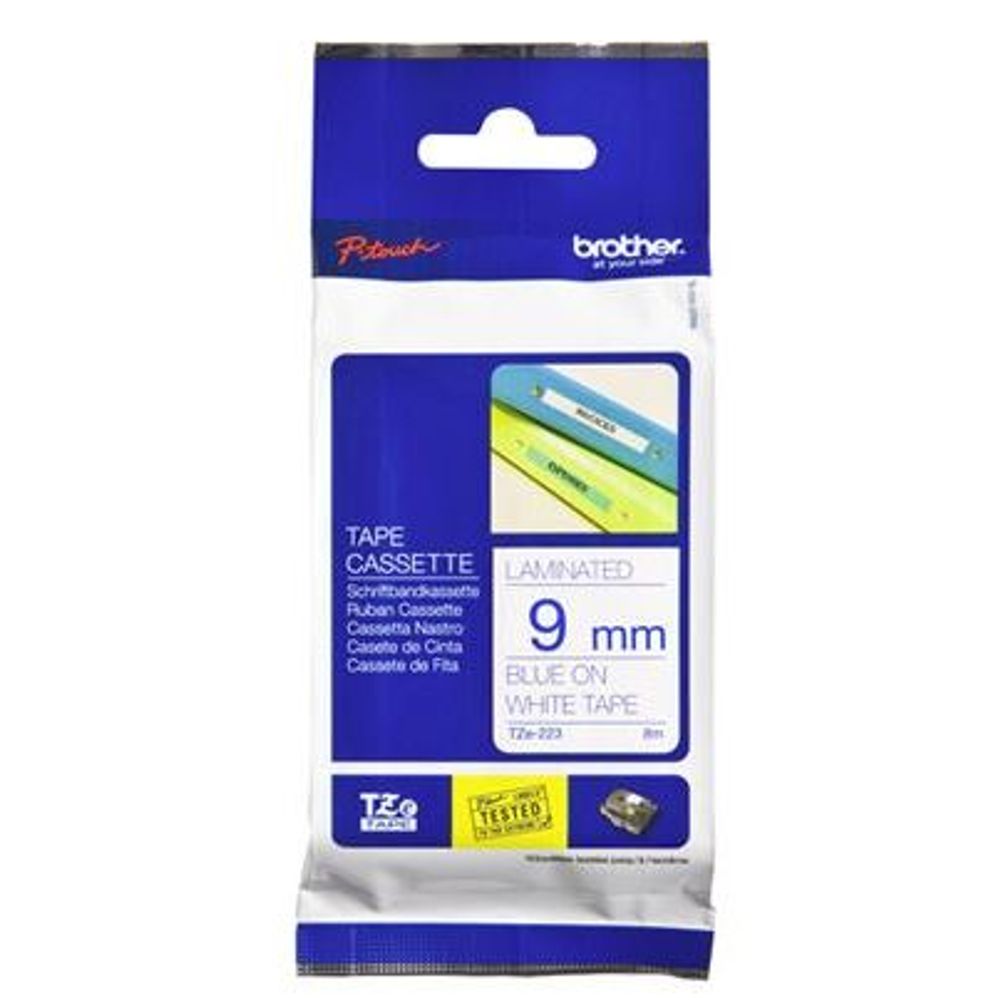 TZE223 - Brother TZe-223 9mm x 8m Blue on White Tape