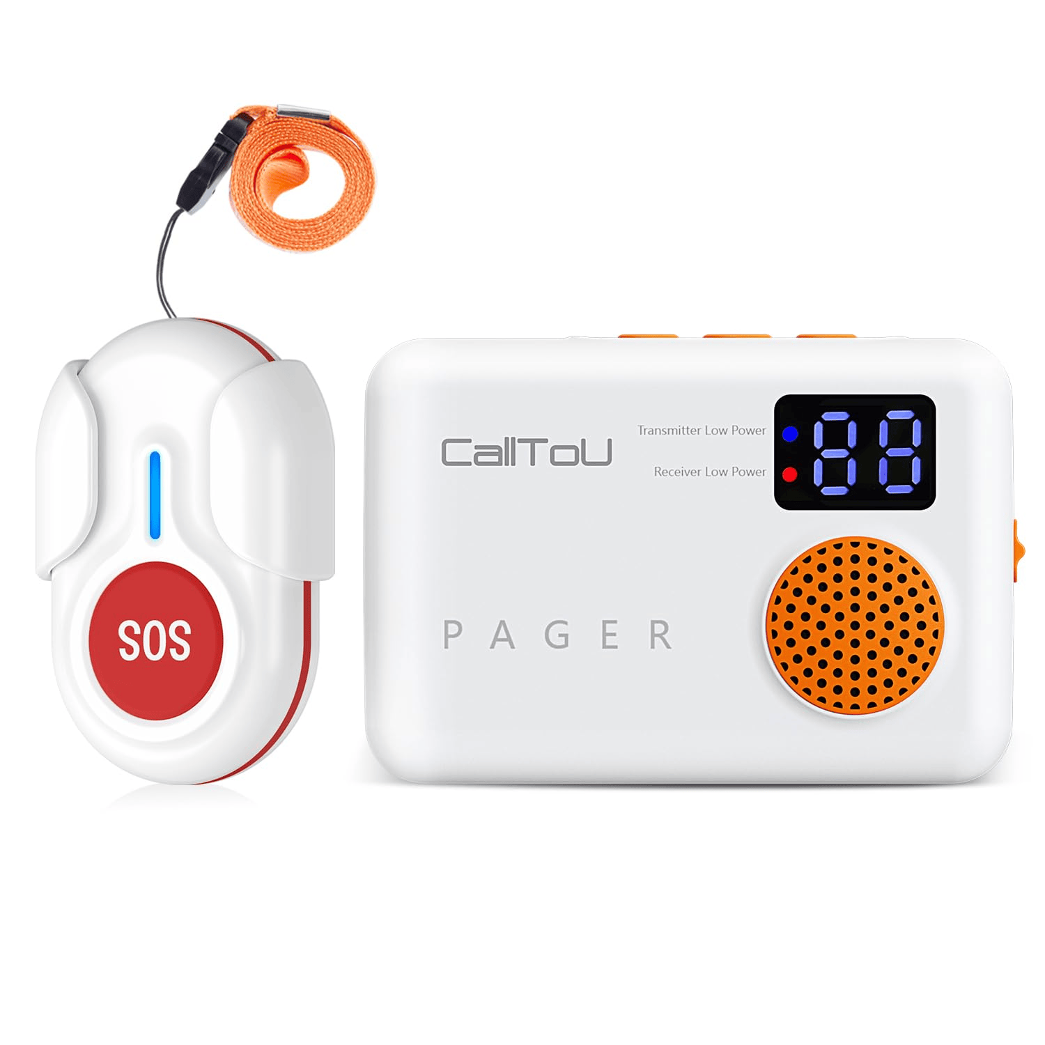 Wireless Caregiver Pager with 2 SOS Buttons (Up to 300mtrs range)