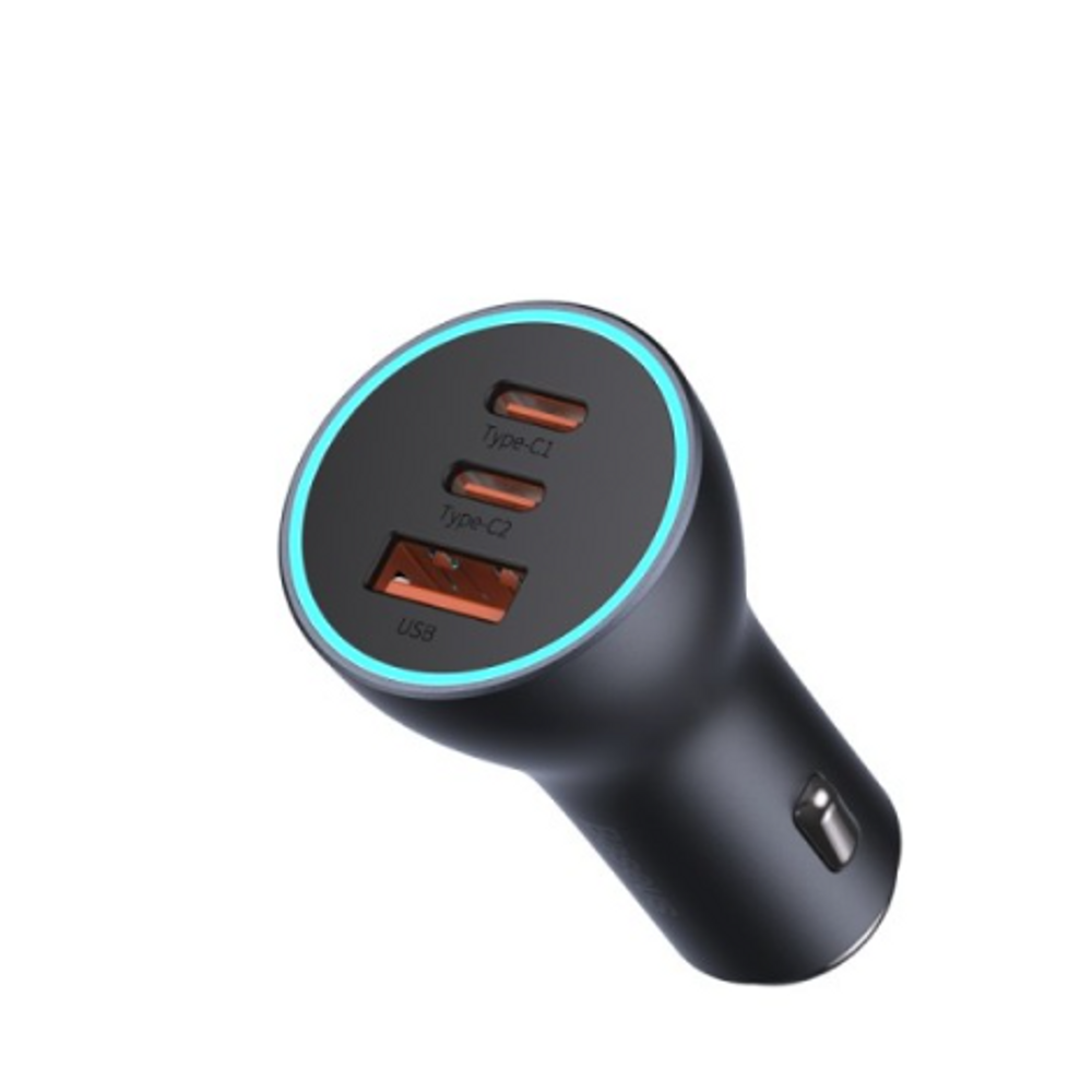 BAS10289 - Baseus Golden Contactor Pro Triple Fast Charger Car Charger 65W U+C+C Dark Gray