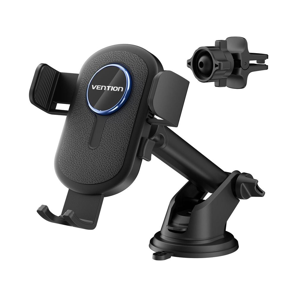 VEN-KSBB0 - Vention One Touch Clamping Car Phone Mount with Suction Cup+Duckbill Clip Black Square Type