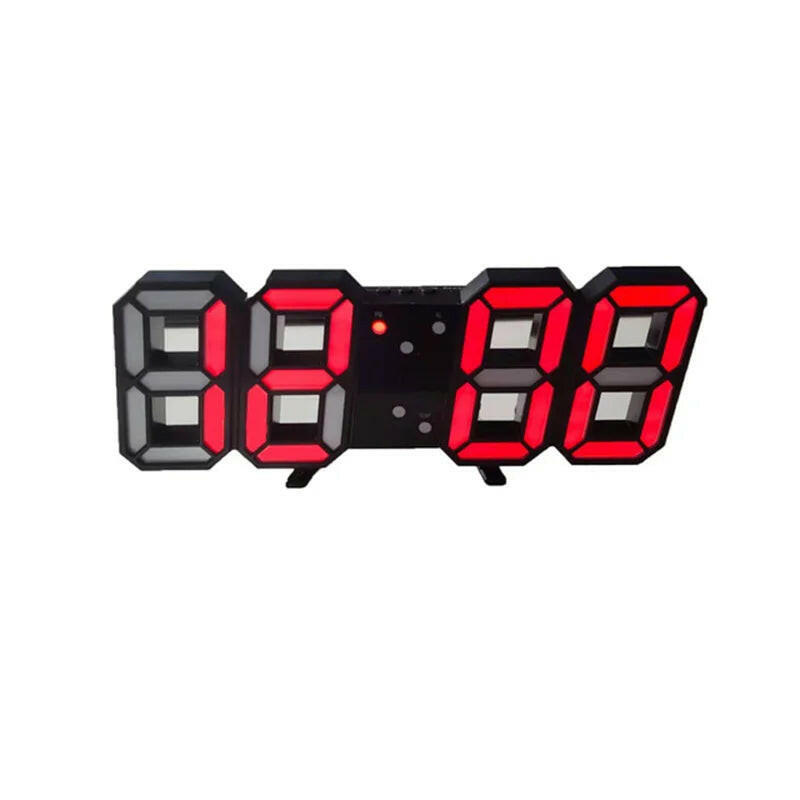 3D LED Digital Wall Clock Black Red