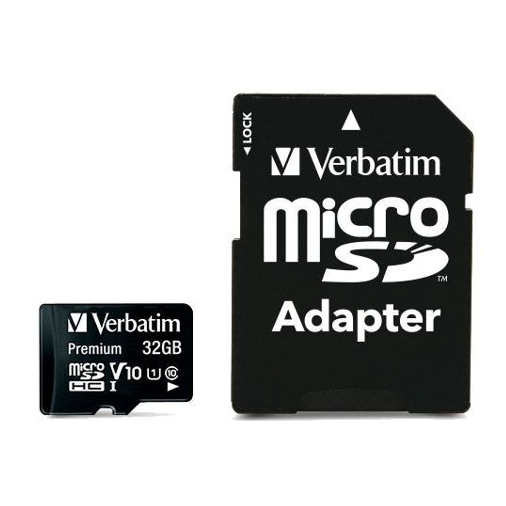 44083 - Verbatim Premium microSDHC Class 10 UHS-I Card 32GB with Adapter