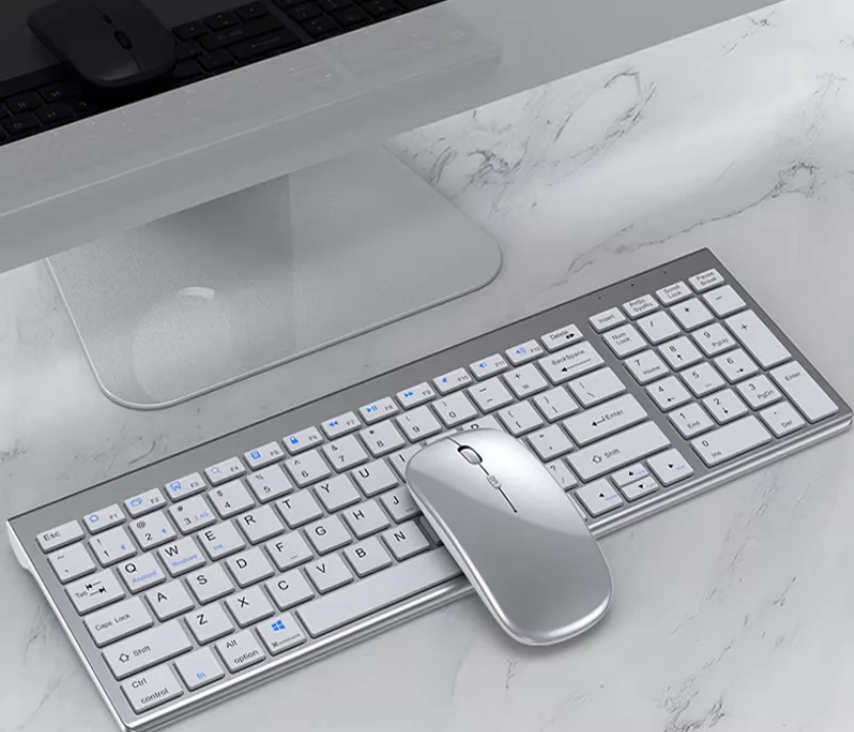 Slim Rechargeable Bluetooth Keyboard and Mouse Set for Laptop Computer 2.4G USB Wireless Keyboard and Mouse Combo