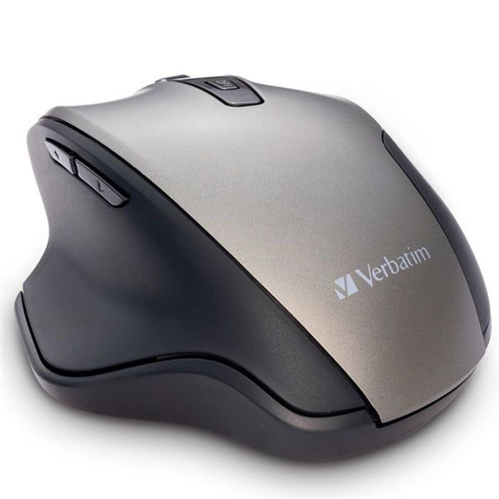 70242 - Verbatim Silent Ergonomic Wireless Blue LED Mouse - Grey