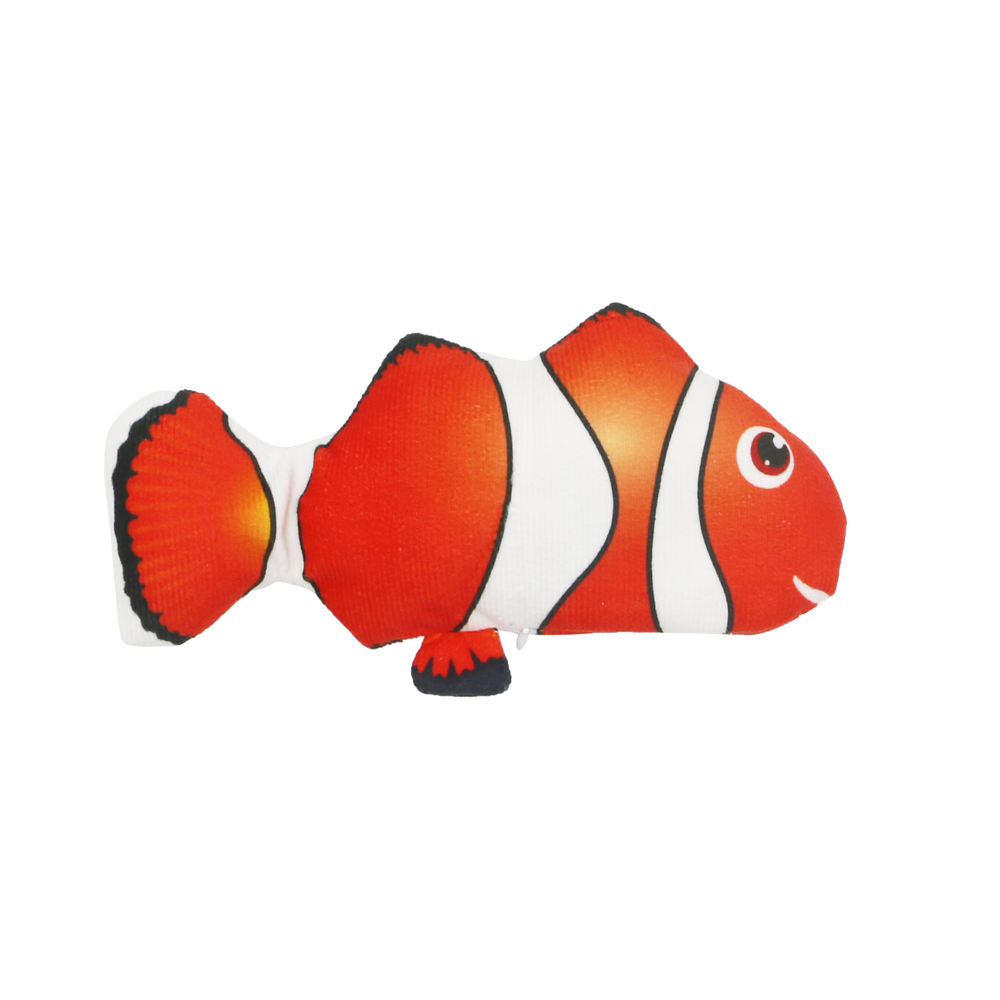 Flipside Cat Toy - Fish Shape - Orange - Clown