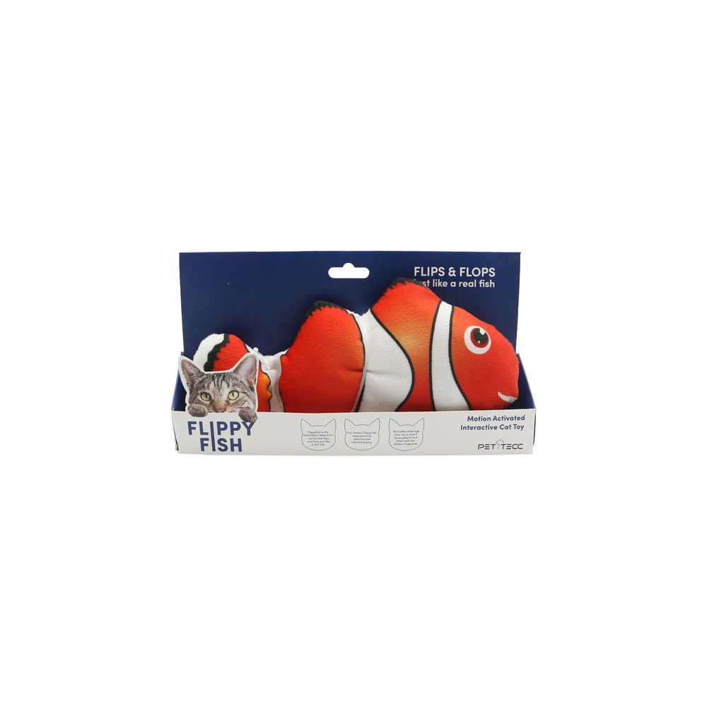 Flipside Cat Toy - Fish Shape - Orange - Clown