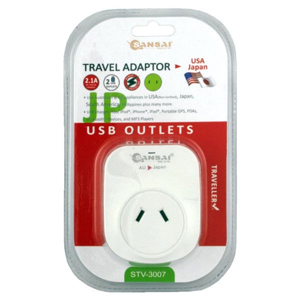 STV-3007 - Sansai Outbound USB Travel Adapter - NZ/AU to Japan Plug