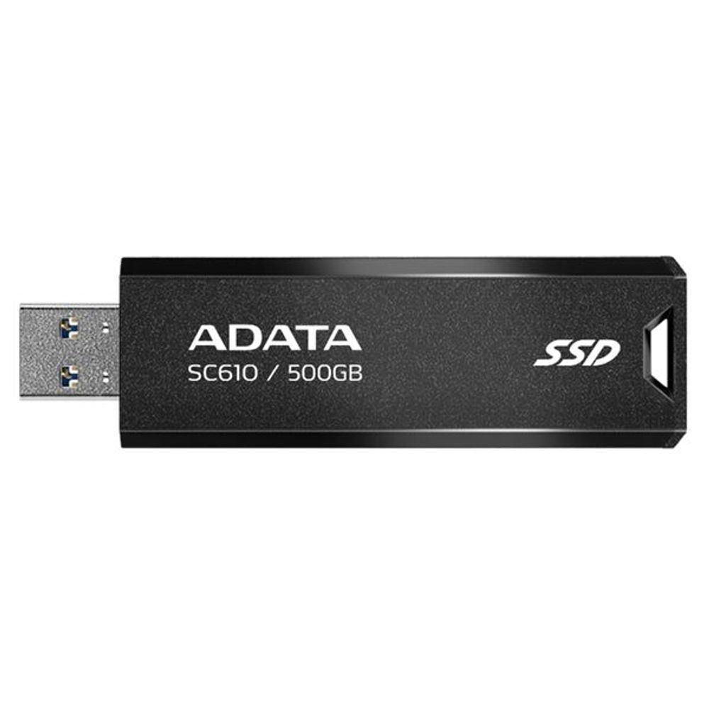 SC610-500G-CBK/RD - ADATA SC610 Retractable USB3.2 Gen 2 500GB External SSD 5yr wty