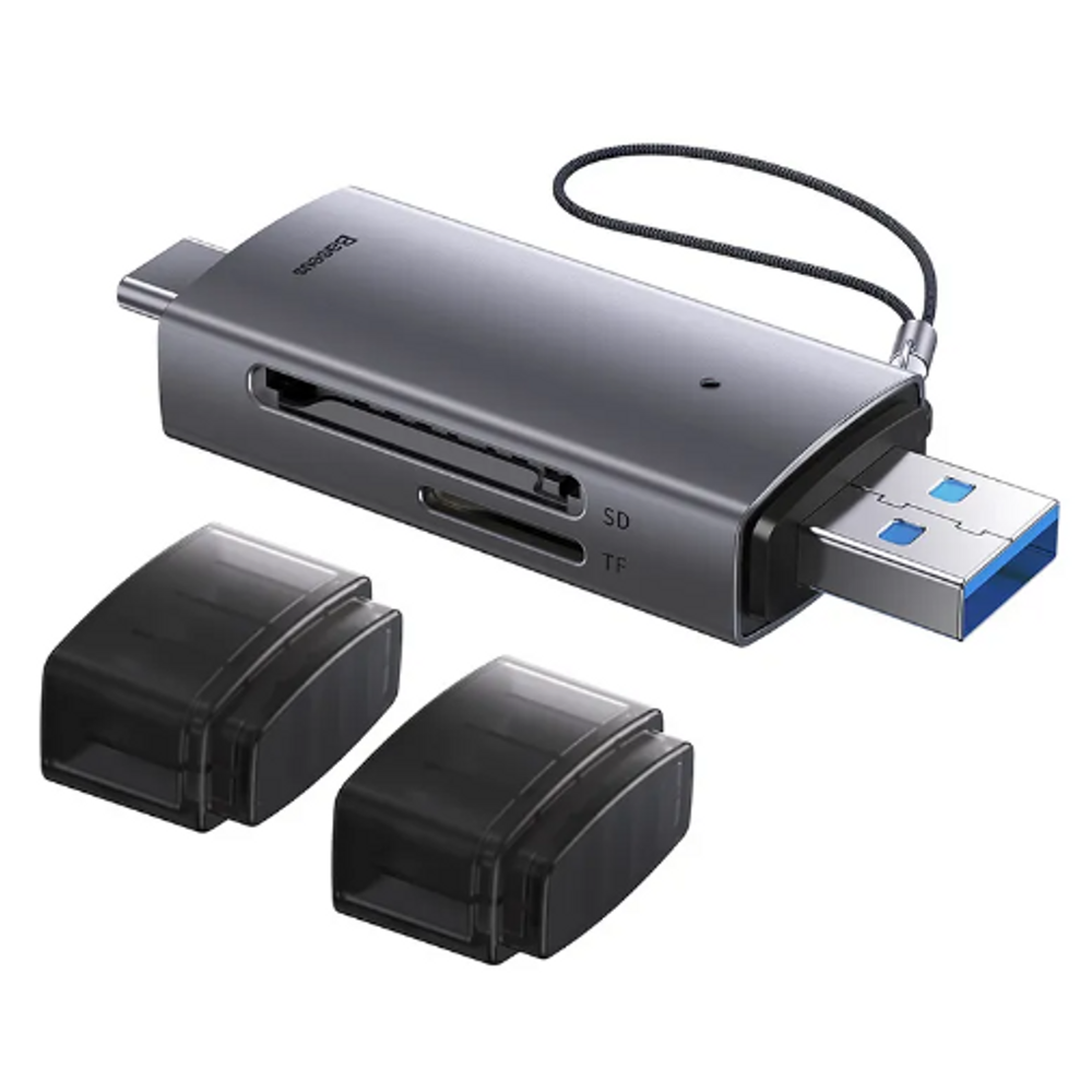 BAS08200 - Baseus Lite Series USB-A & Type-C to SD/TF Card Reader Grey