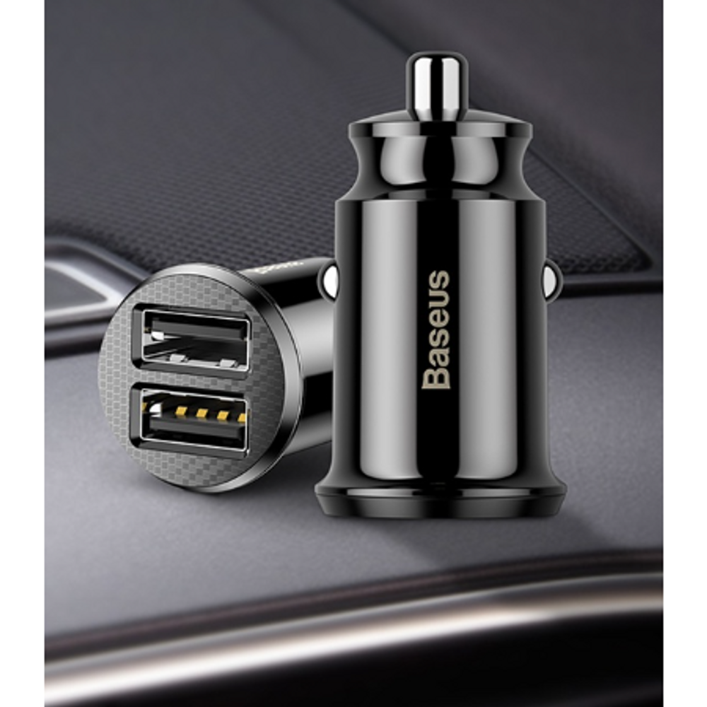 BAS76512 - Baseus Grain Car Charger (Dual USB 5V 3.1A ) Black