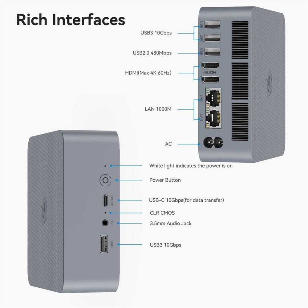 EQI12-LP/12450H/24H/500G/MG - Beelink EQi12 i5-12450H 24GB M.2 500GB SSD Assembled Mini PC 3yr wty