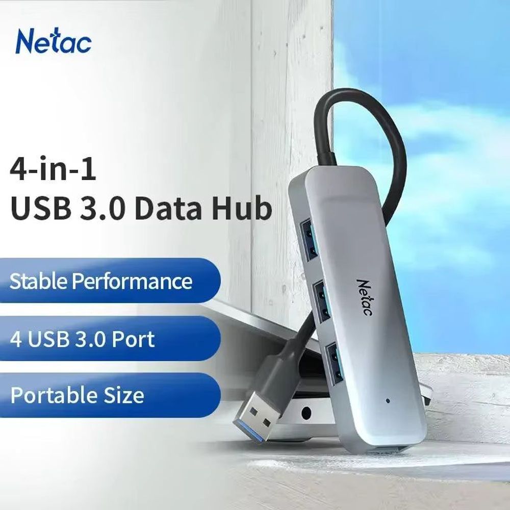 NT08WF11-30GR - Netac WF11 USB3.0 Type-A 4-Port Hub