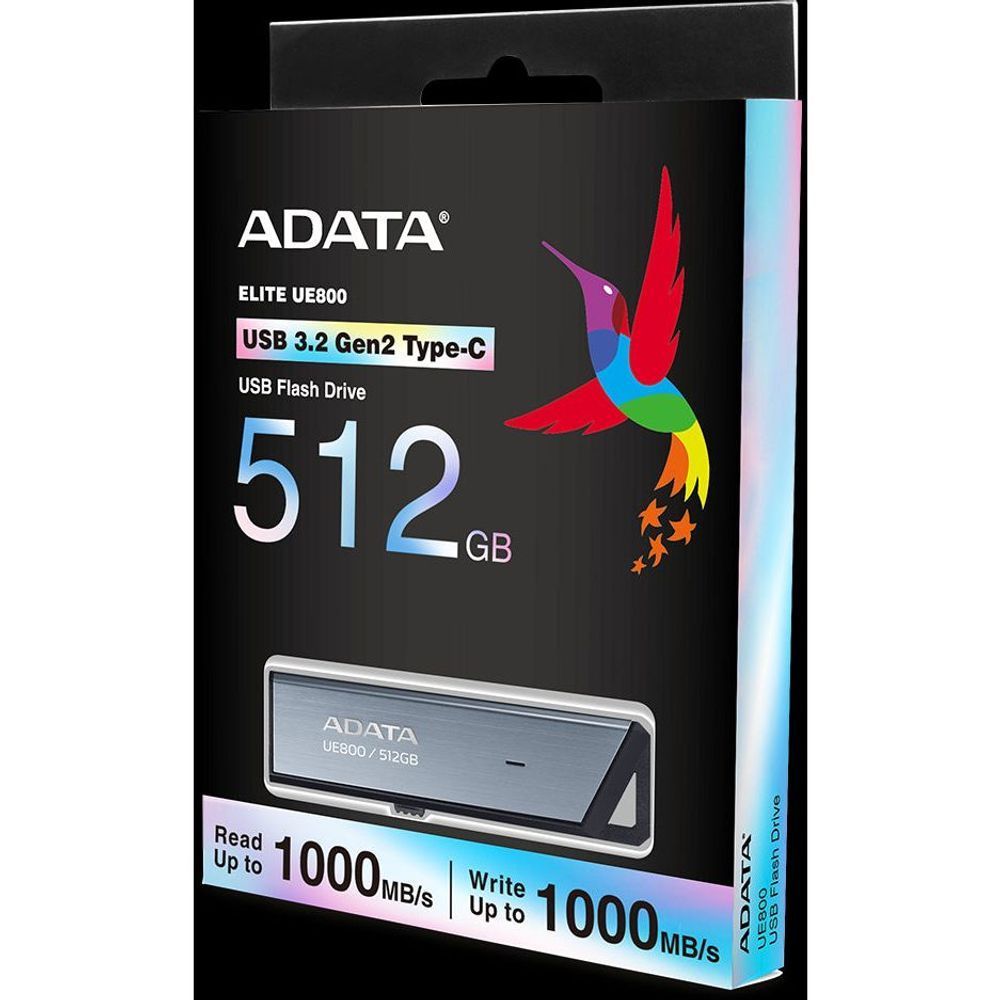 AELI-UE800-512G-CSG - ADATA UE800 Retractable USB3.2 Gen 2 Type-C 512GB External SSD 5yr wty