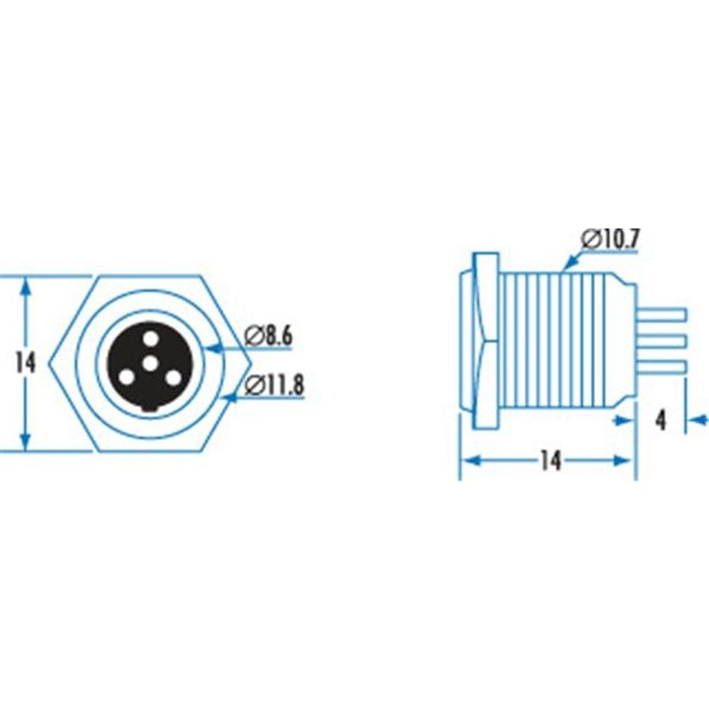 PP1918 - 4 Pin Chassis Male Mini XLR Style Connector
