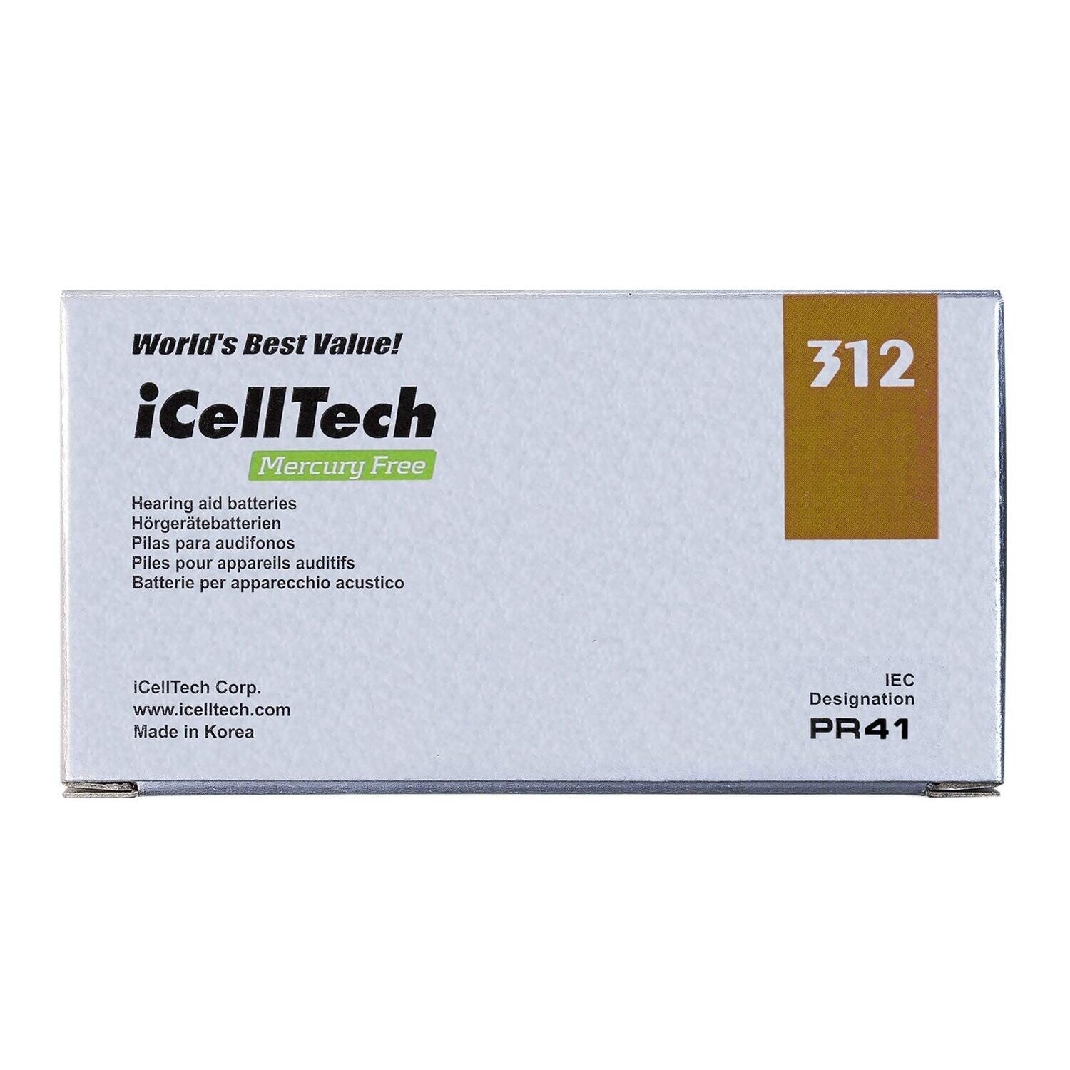 iCellTech Hearing Aid Batteries (Box of 60 Batteries) 312