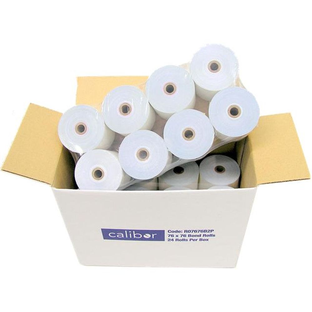 Bond Plain Paper Rolls 76x76mm 2-Ply - Box of 24