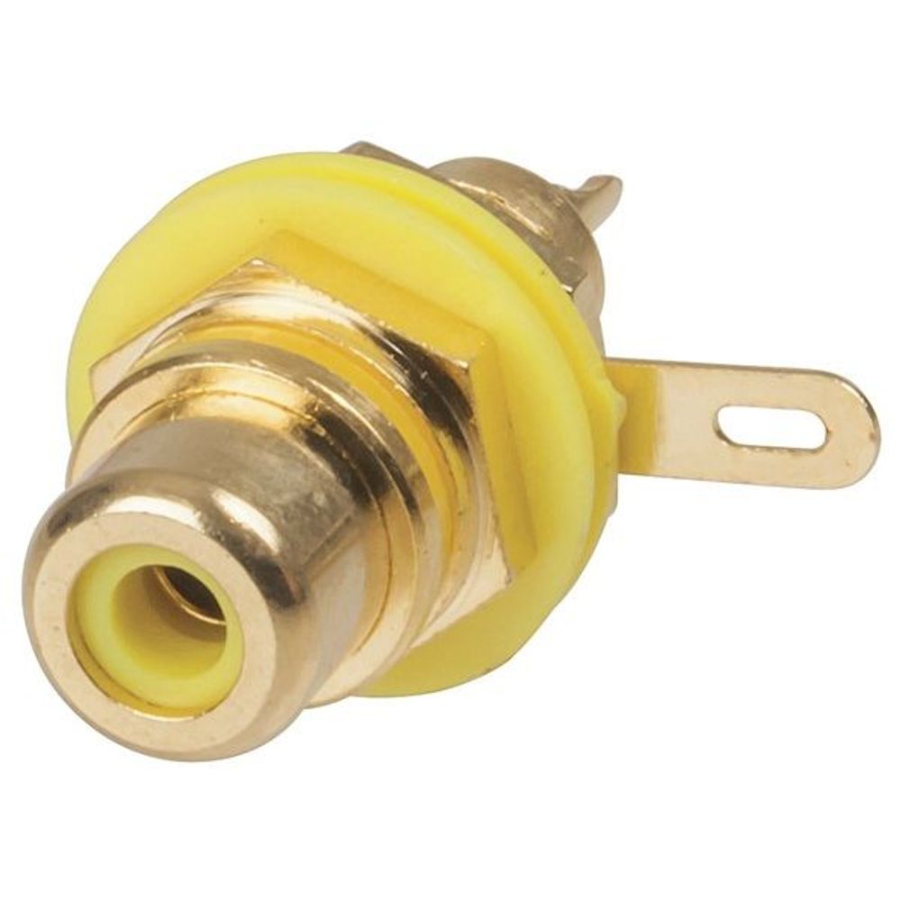 PS0497 - Gold RCA Panel Mount Socket - Yellow