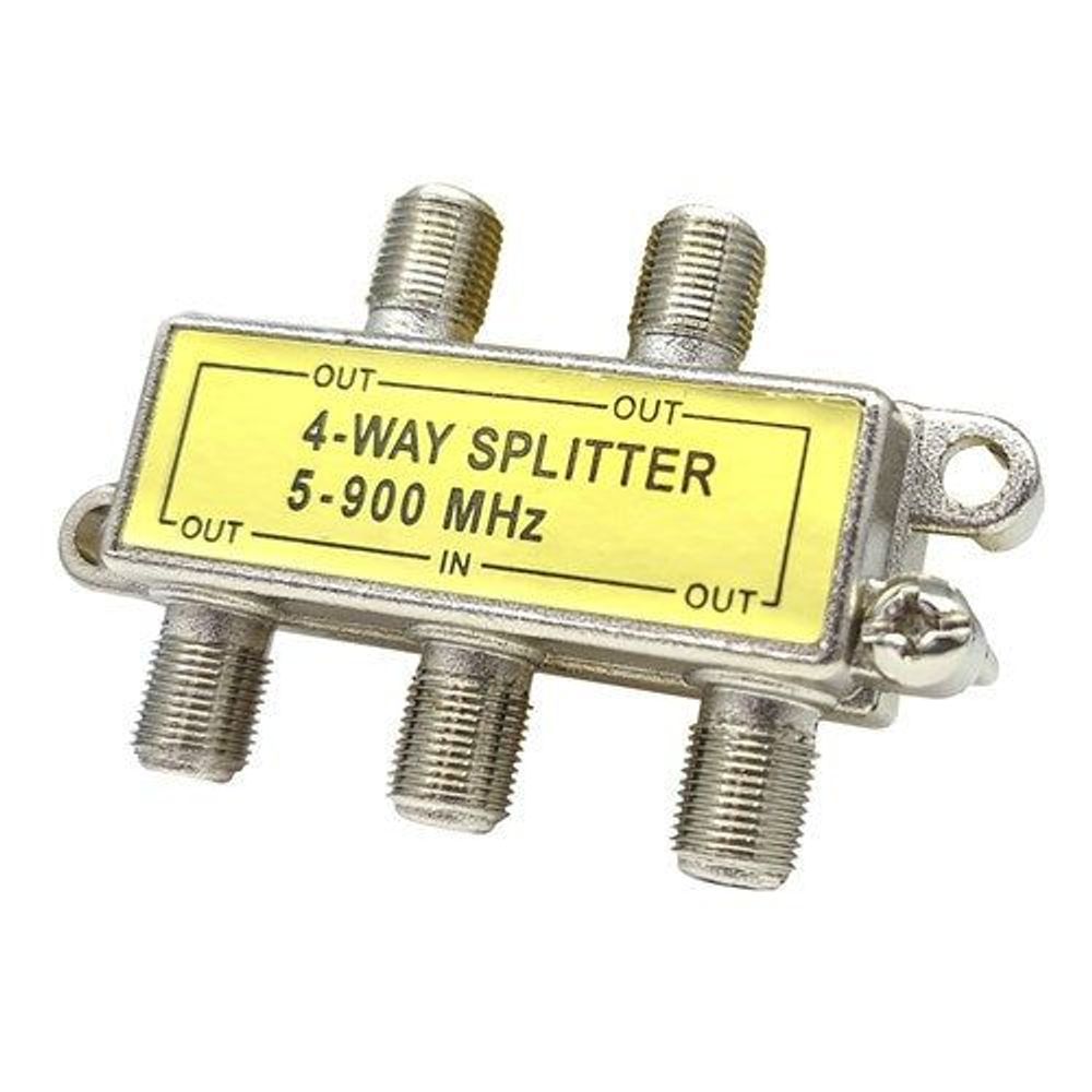 LT3047 - Four Way Splitter with Power Pass - F Connectors - Die cast