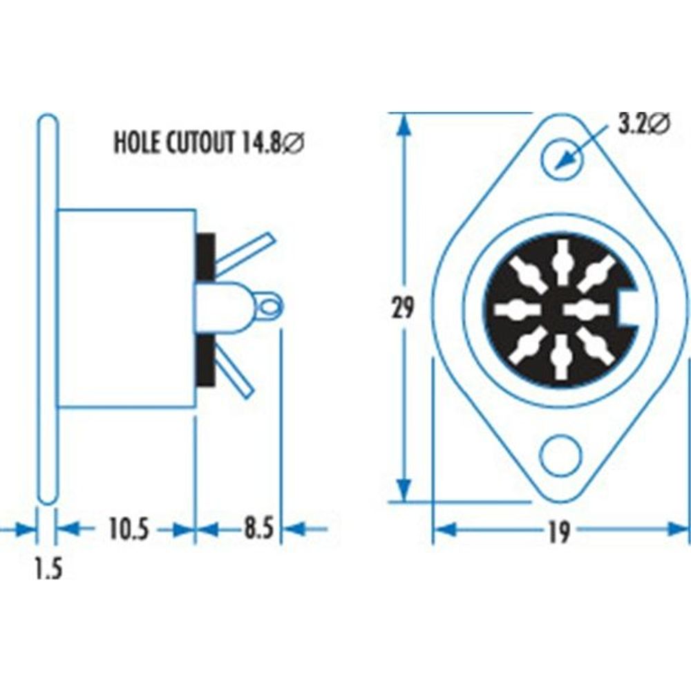 PS0359 - 8 Pin DIN Chassis Socket