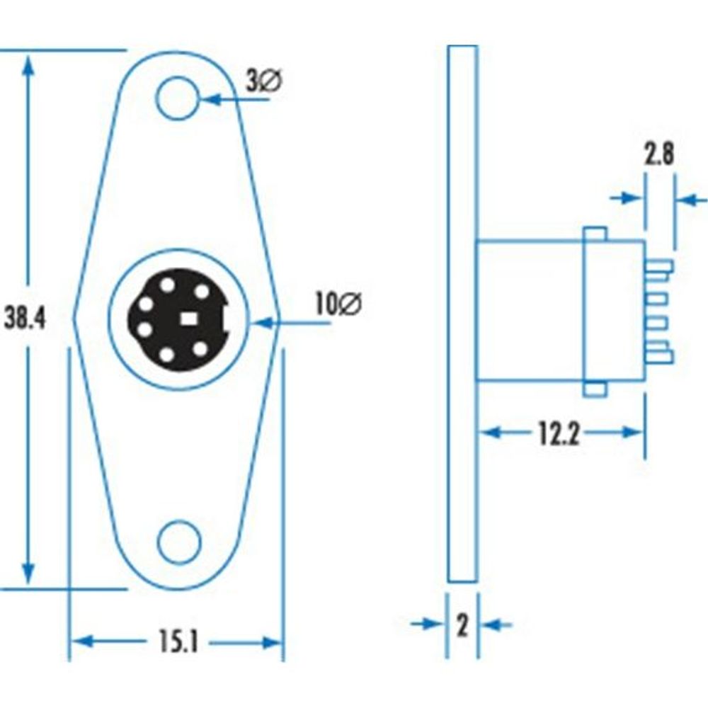 PS0377 - 6 Pin MINI DIN PANEL Socket