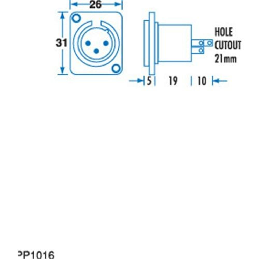 PP1016 - 3 Pin Plastic Chassis Male Cannon Type Connector