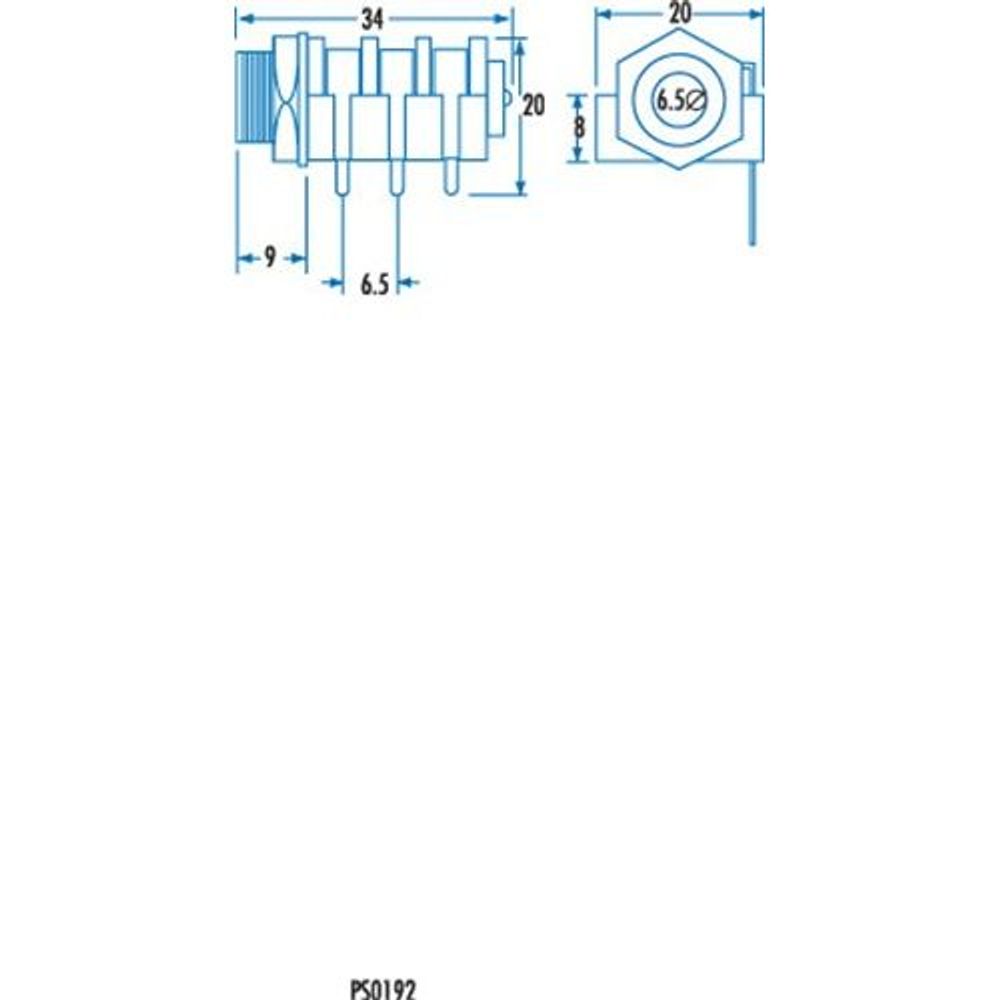 PS0192 - 6.5mm Stereo Insulated Unswitched Socket