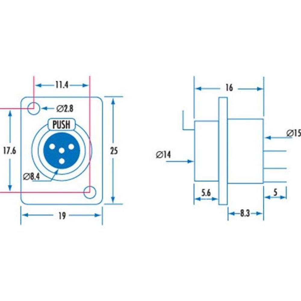 PS1932 - 4 Pin Chassis Female Mini XLR Style Connector