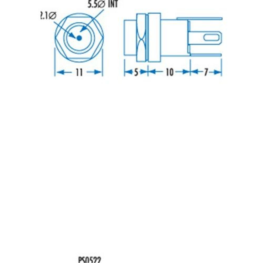 PS0522 - 2.1mm Bulkhead Male DC Power Connector